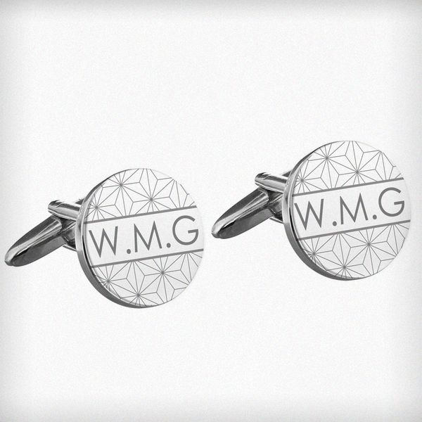 Modal Additional Images for Personalised Geometric Round Cufflinks