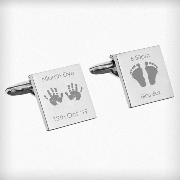 Modal Additional Images for Personalised Hands and Feet New Baby Square Cufflinks