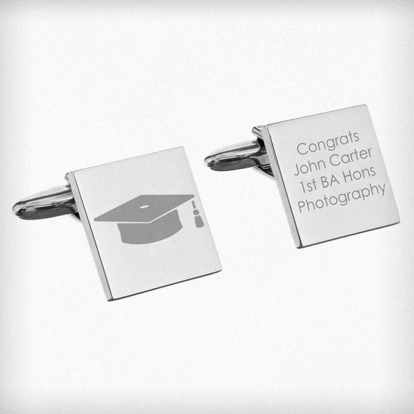 Modal Additional Images for Personalised Graduation Square Cufflinks