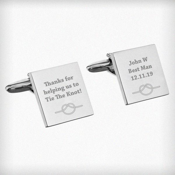 Modal Additional Images for Personalised Tie the Knot Square Cufflinks