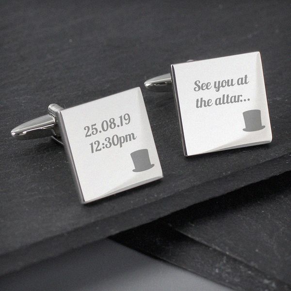 Modal Additional Images for Personalised Top Hat Wedding Square Cufflinks