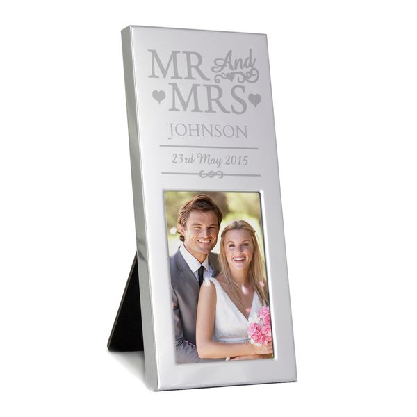 (image for) Personalised Small Silver Mr & Mrs 2x3 Photo Frame