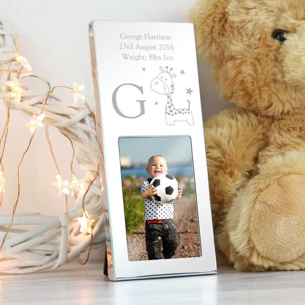 Modal Additional Images for Personalised Hessian Giraffe Small Silver 2x3 Frame