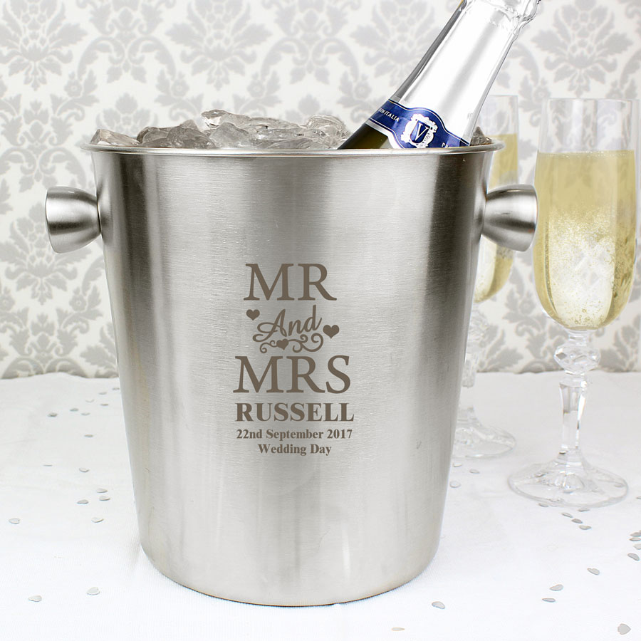 (image for) Personalised Mr & Mrs Stainless Steel Ice Bucket