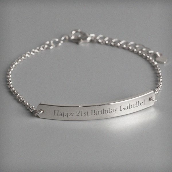 (image for) Personalised Silver Tone Bar Bracelet