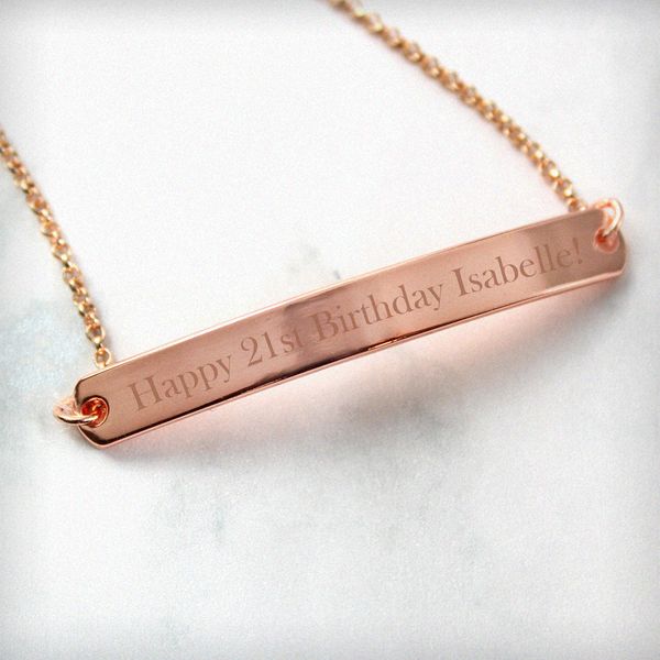 Modal Additional Images for Personalised Rose Gold Tone Bar Bracelet