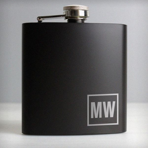 (image for) Personalised Initials Black Hip Flask