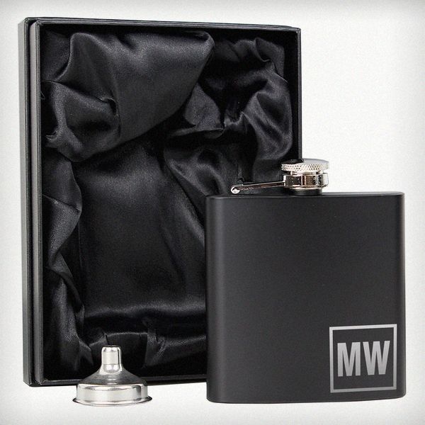 Modal Additional Images for Personalised Initials Black Hip Flask