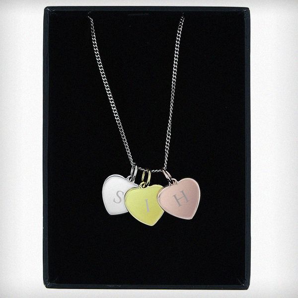 Modal Additional Images for Personalised Gold, Rose Gold and Silver 3 Hearts Necklace