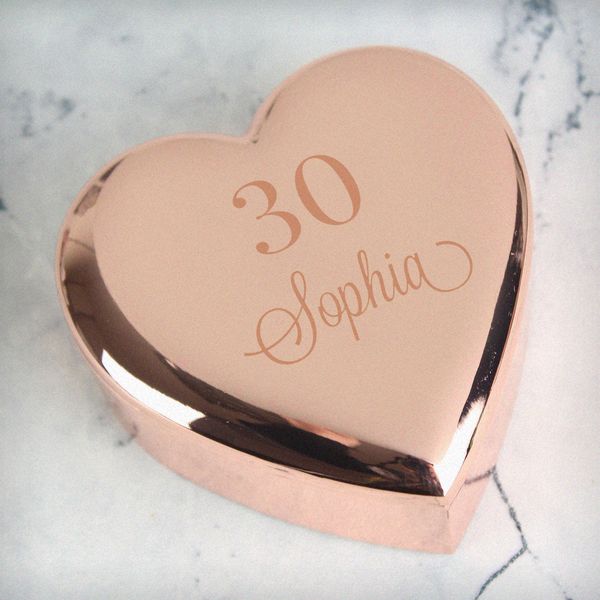 Modal Additional Images for Personalised Big Age Rose Gold Heart Trinket Box