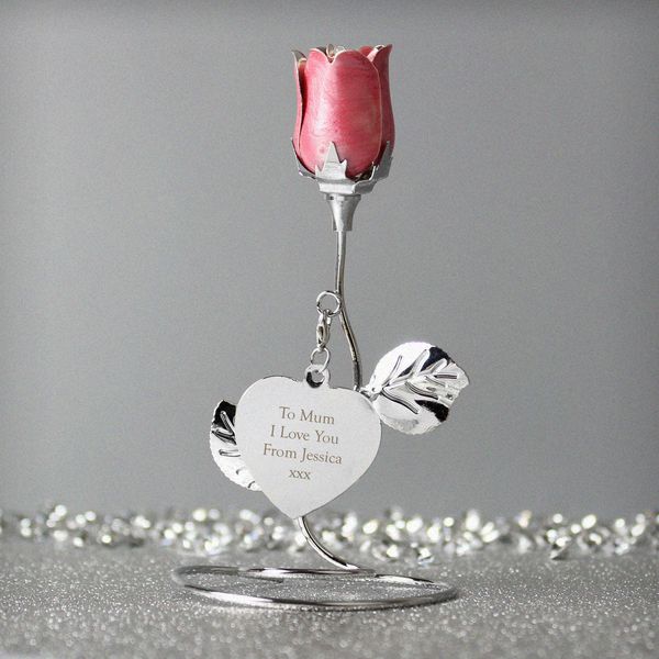 (image for) Personalised Free Text Pink Rose Bud Ornament