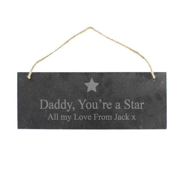 Modal Additional Images for Personalised Star Motif Hanging Slate Plaque