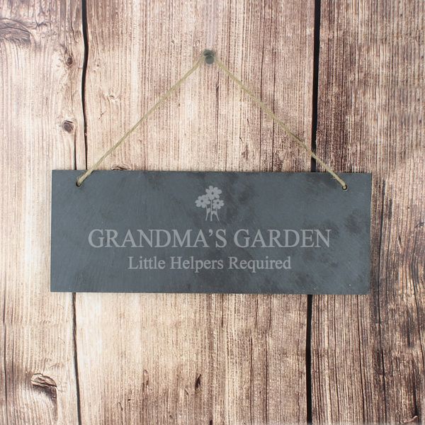 (image for) Personalised Flower Motif Hanging Slate Plaque