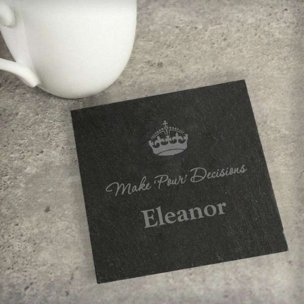 (image for) Personalised Crown Motif Single Slate Coaster