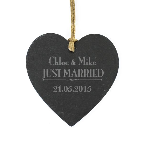 Modal Additional Images for Personalised Just Married... Slate Heart Decoration