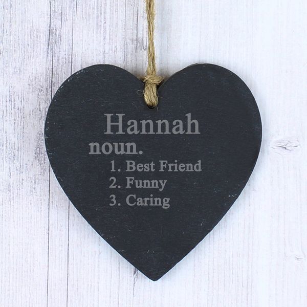 (image for) Personalised Word Definition Slate Heart Decoration