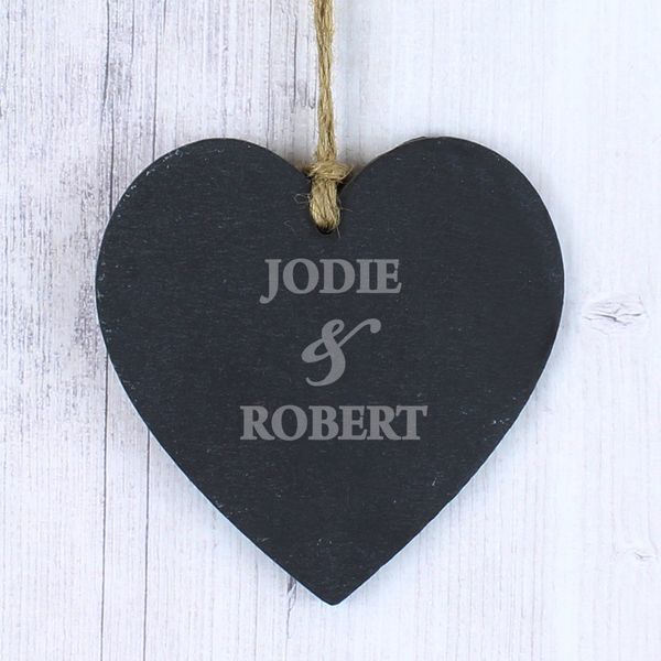 (image for) Personalised Couples Slate Heart Decoration