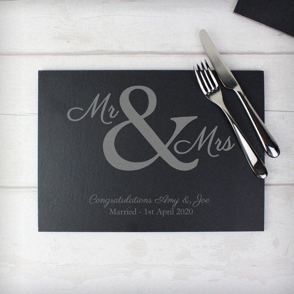 Modal Additional Images for Personalised Mr & Mrs Slate Placemat