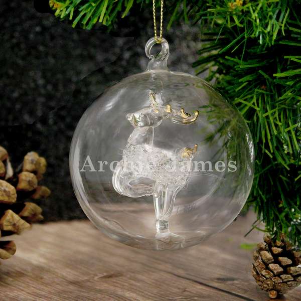 (image for) Personalised Name Only Reindeer Glass Bauble