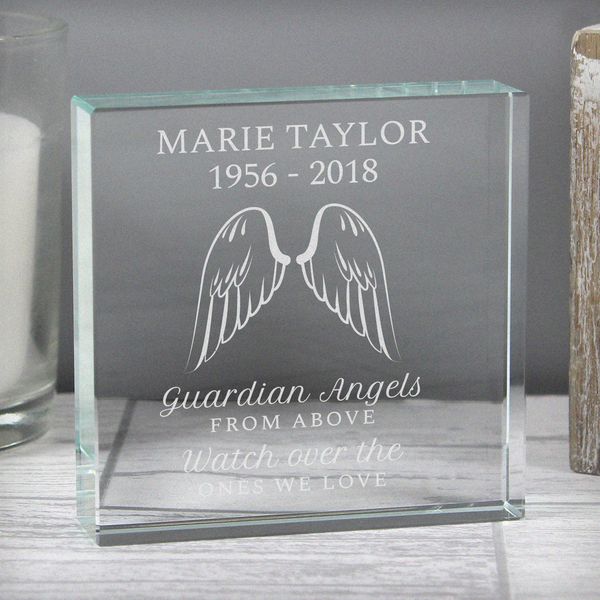 (image for) Personalised Guardian Angel Wings Large Crystal Token