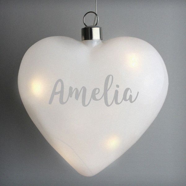 (image for) Personalised Name Only LED Hanging Glass Heart