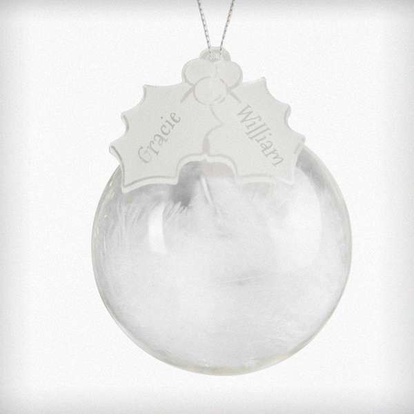 Modal Additional Images for Personalised Holly Acrylic White Feather Bauble