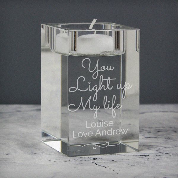 Modal Additional Images for Personalised You Light Up My Life Glass Tea Light Holder