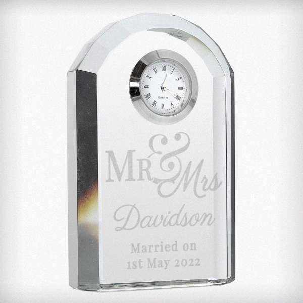 Modal Additional Images for Personalised Mr & Mrs Crystal Clock