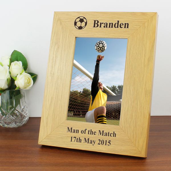 Modal Additional Images for Personalised Oak Finish 6x4 Football Photo Frame