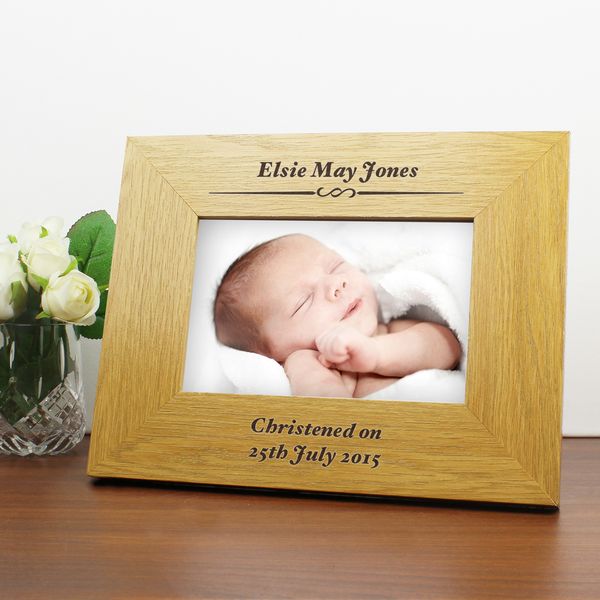 (image for) Personalised Oak Finish 6x4 Formal Landscape Photo Frame