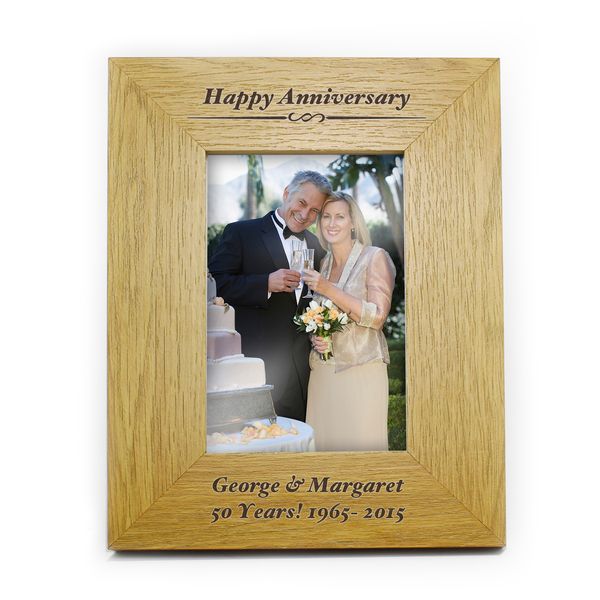 Modal Additional Images for Personalised Oak Finish 6x4 Formal Portrait Photo Frame