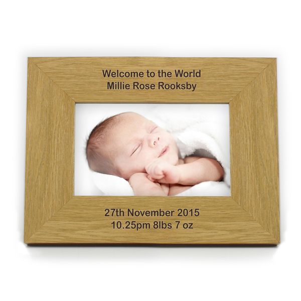 Modal Additional Images for Personalised Oak Finish 6x4 Landscape Photo Frame - Long Message