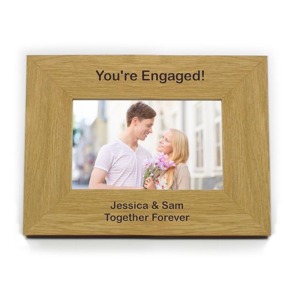 Modal Additional Images for Personalised Oak Finish 6x4 Landscape Photo Frame - Short Messag