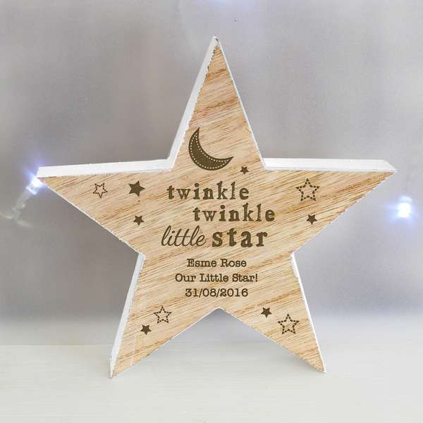 (image for) Personalised Twinkle Twinkle Rustic Wooden Star Decoration