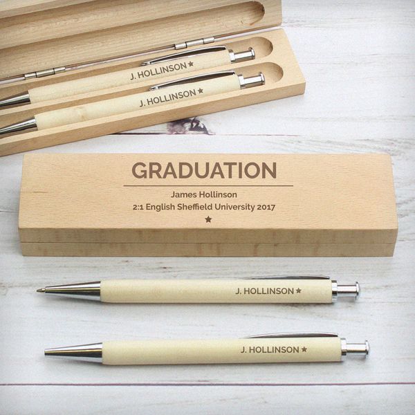 (image for) Personalised Classic Wooden Pen & Pencil Box Set