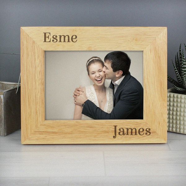 (image for) Personalised Oak Finish 6x4 Couples Photo Frame