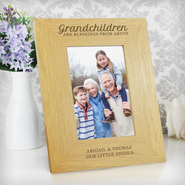 (image for) Personalised Oak Finish 'Grandchildren are a Blessing' 4x6 Photo