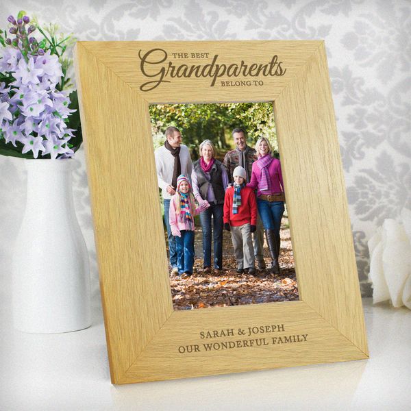 (image for) Personalised Oak Finish 'The Best Grandparents' 4x6 Photo Frame