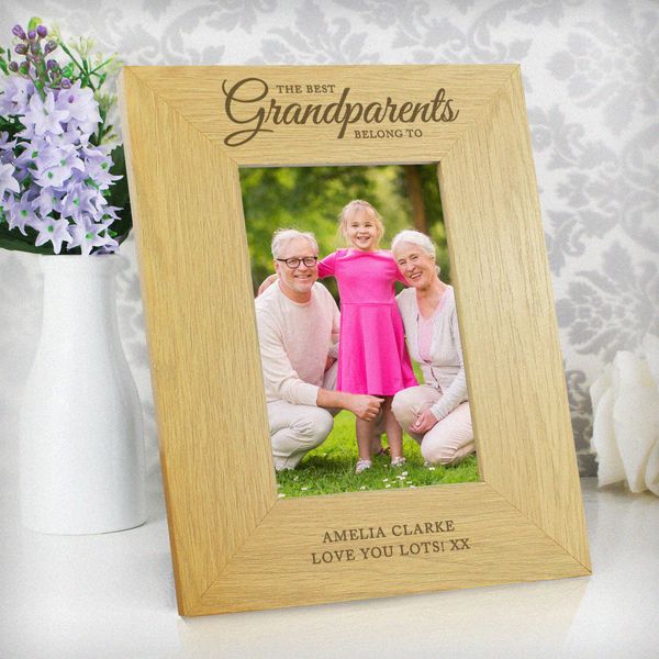 Modal Additional Images for Personalised Oak Finish 'The Best Grandparents' 4x6 Photo Frame