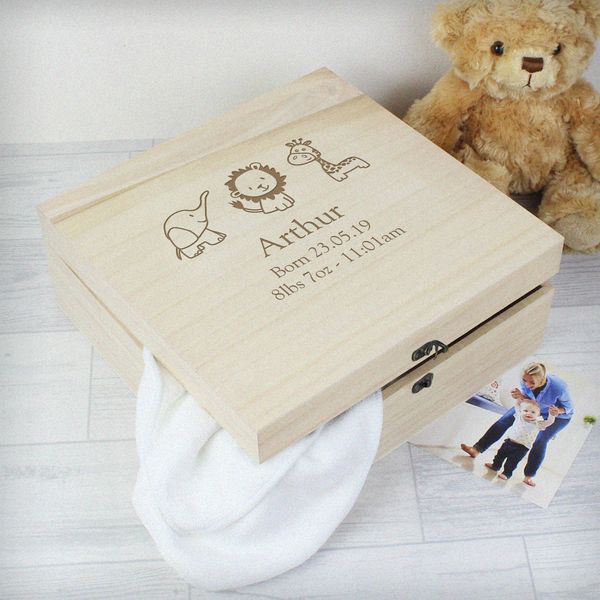 (image for) Personalised Hessian Friends Large Wooden Keepsake Box