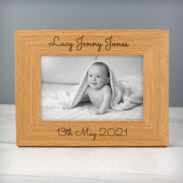 Modal Additional Images for Personalised Free Text 6x4 Wooden Photo Frame