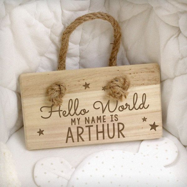 Modal Additional Images for Personalised Hello World Wooden Sign