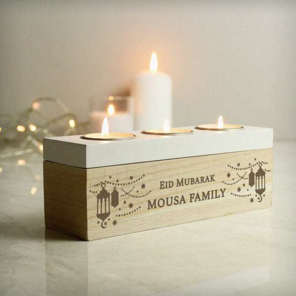 (image for) Personalised Eid Triple Tea Light Box