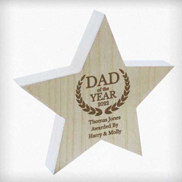 Modal Additional Images for Personalised Dad of the Year Rustic Wooden Star Decoration