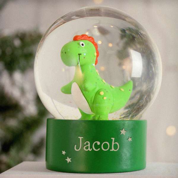 Modal Additional Images for Personalised Name Only Dinosaur Glitter Snow Globe