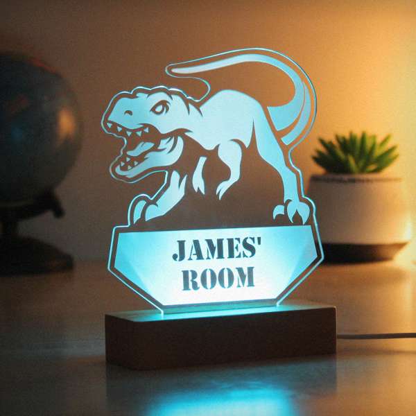 (image for) Personalised Dinosaur Wooden Based LED Light