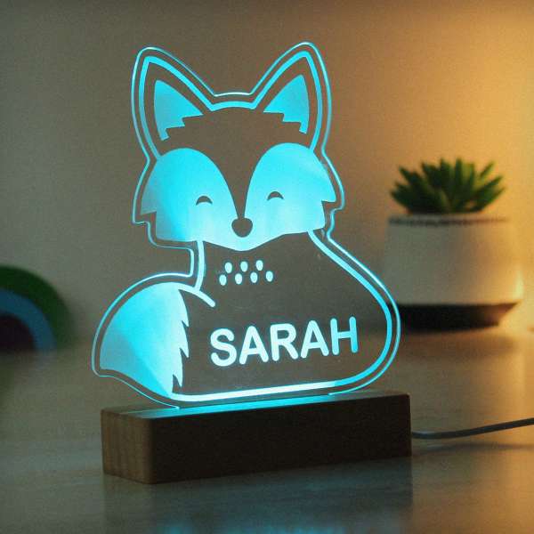 Modal Additional Images for Personalised Fox Wooden Based LED Light