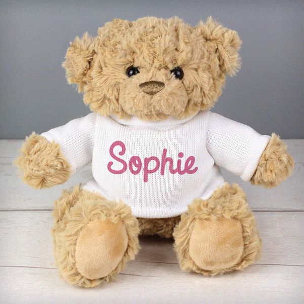 Modal Additional Images for Personalised Pink Name Only Teddy Bear