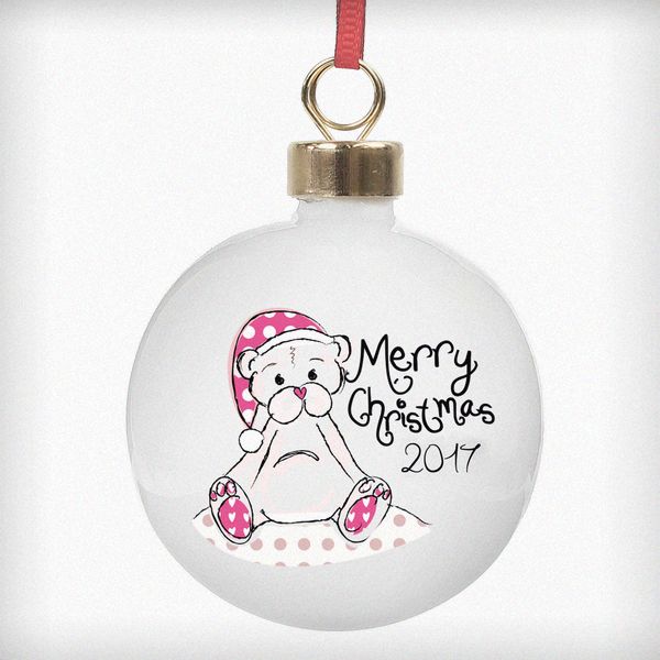 Modal Additional Images for Personalised Cute Teddy Merry Xmas Bauble