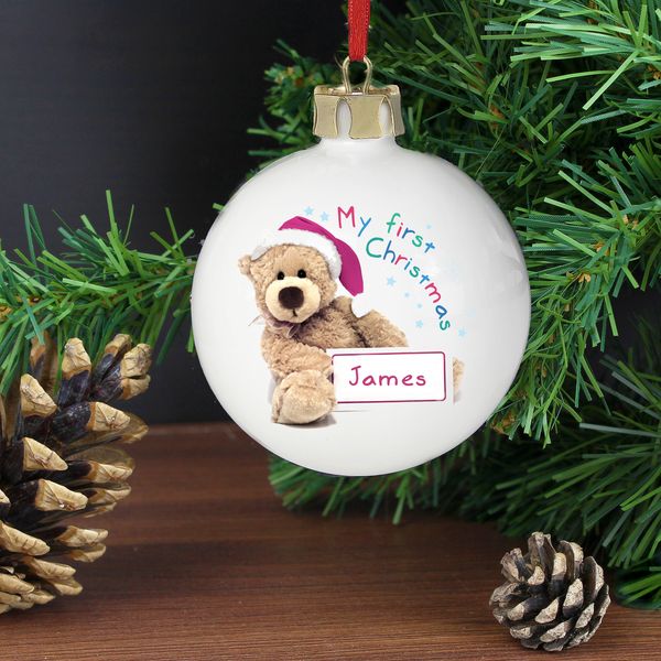 (image for) Personalised Teddy 1st Christmas Bauble